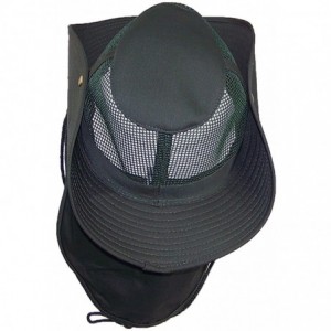 Sun Hats Summer Wide Brim Mesh Safari/Outback W/Neck Flap & Snap Up Sides - Hunter - CR11YD0CJPT $18.63