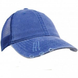 Baseball Caps Unisex Distressed Low Profile Trucker Mesh Summer Baseball Sun Cap Hat - Blue - CO17YLKSAT4 $8.54