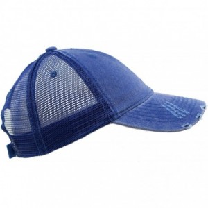 Baseball Caps Unisex Distressed Low Profile Trucker Mesh Summer Baseball Sun Cap Hat - Blue - CO17YLKSAT4 $23.75