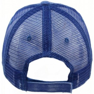 Baseball Caps Unisex Distressed Low Profile Trucker Mesh Summer Baseball Sun Cap Hat - Blue - CO17YLKSAT4 $23.75