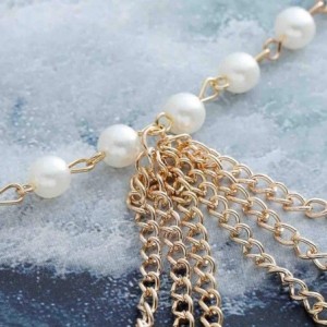 Headbands Pearl Tassel Head Chain Gold Teardrop Headband Hair Acessories for Women and Girls - CW18RN64I9N $7.32