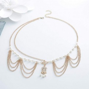 Headbands Pearl Tassel Head Chain Gold Teardrop Headband Hair Acessories for Women and Girls - CW18RN64I9N $7.32