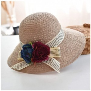 Sun Hats Cute Girls Sunhat Straw Hat Tea Party Hat Set with Purse - Khaki 6 - C0193TNYXNT $14.61