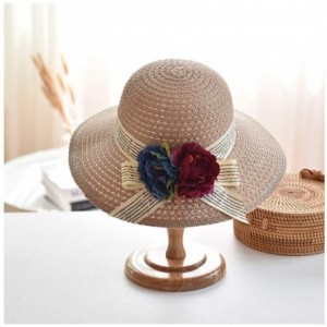Sun Hats Cute Girls Sunhat Straw Hat Tea Party Hat Set with Purse - Khaki 6 - C0193TNYXNT $14.61