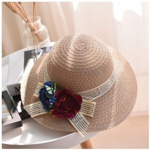 Sun Hats Cute Girls Sunhat Straw Hat Tea Party Hat Set with Purse - Khaki 6 - C0193TNYXNT $14.61