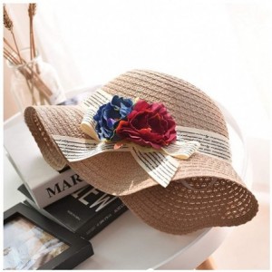 Sun Hats Cute Girls Sunhat Straw Hat Tea Party Hat Set with Purse - Khaki 6 - C0193TNYXNT $14.61