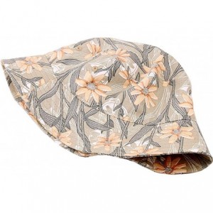 Bucket Hats Unisex Fashion Floral Print Bucket Hat 100% Cotton Packable Fishermen Cap Outdoor Sun Hat - Flower-khaki - CX18UC...