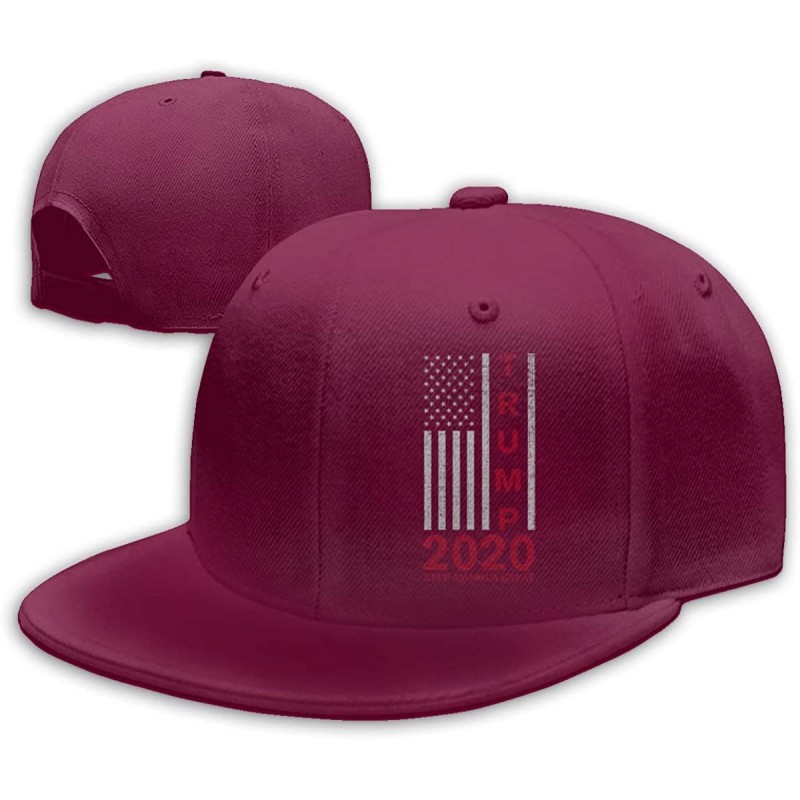 Baseball Caps Trump 2020 Keep America Great Snapback Flat Baseball Cap Unisex Adjustable - Dark Red - CV196WWO4II $8.87