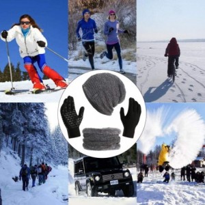 Skullies & Beanies Hat Beanie Scarf Scarves Gloves Combo Adult Women Men Winter Warm Snow Skull Cap Set Touch Glove Mittens J...