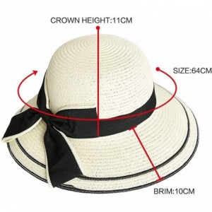 Sun Hats Women's Summer Sun Beach Straw Hat Foldable Bowknot Hat UPF 50+ - White - C418TIMKIIU $19.25