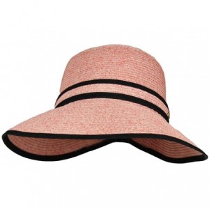 Sun Hats Facesaver Cloche Straw Sun Hat - 5inch Wide Brim- UVB 50+ UV Blocking Protection - Pink - CM18OWUMWTT $13.85