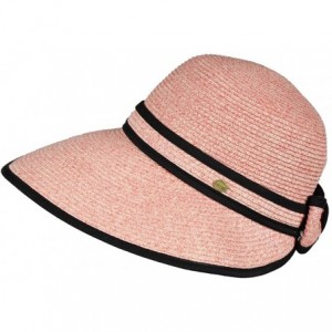 Sun Hats Facesaver Cloche Straw Sun Hat - 5inch Wide Brim- UVB 50+ UV Blocking Protection - Pink - CM18OWUMWTT $13.85