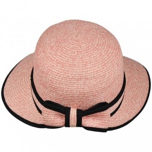 Sun Hats Facesaver Cloche Straw Sun Hat - 5inch Wide Brim- UVB 50+ UV Blocking Protection - Pink - CM18OWUMWTT $13.85