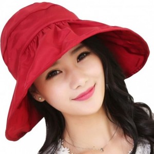 Sun Hats Summer Bill Flap Cap UPF 50+ Cotton Sun Hat Neck Cover Cord for Women - Dark Red - C918DL87EDI $21.29