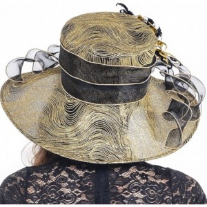 Sun Hats Kentucky Derby Church Hats for Women Dress Wedding Hat - Feather-gold - CK18R2O87LA $25.26