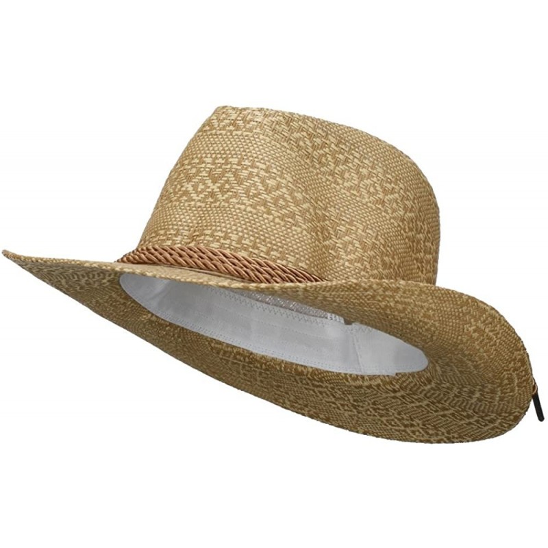 Fedoras Men's Mix Braid Large Brim Fedora - Tan - CM11WTIYC11 $46.47