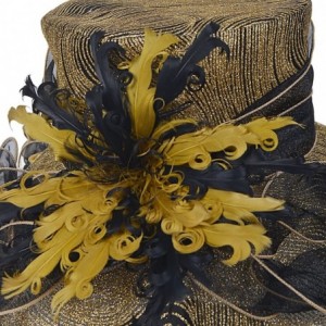 Sun Hats Kentucky Derby Church Hats for Women Dress Wedding Hat - Feather-gold - CK18R2O87LA $25.26