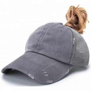 Baseball Caps Women Washed Cotton High Ponytail Baseball Cap - C10-mesh Distressed Grey - CA18WSZHZMT $9.15