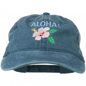 Baseball Caps Hawaii Flower Aloha Embroidered Washed Cap - Blue - CH11RNPI5SV $45.52