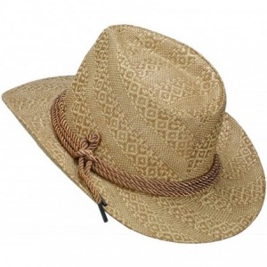 Fedoras Men's Mix Braid Large Brim Fedora - Tan - CM11WTIYC11 $46.47