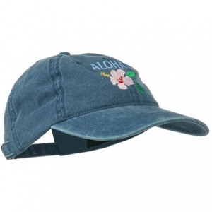 Baseball Caps Hawaii Flower Aloha Embroidered Washed Cap - Blue - CH11RNPI5SV $27.20