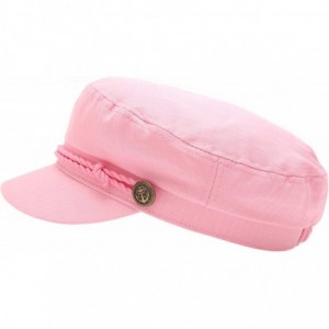 Newsboy Caps Women's 100% Cotton Mariner Style Greek Fisherman's Sailor Newsboy Hats with Comfort Elastic Back - Pink - C618U...