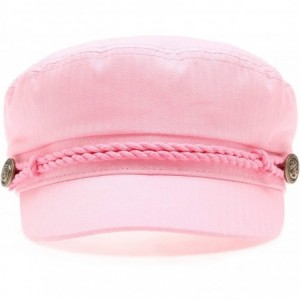 Newsboy Caps Women's 100% Cotton Mariner Style Greek Fisherman's Sailor Newsboy Hats with Comfort Elastic Back - Pink - C618U...