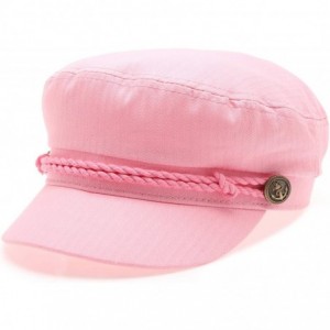 Newsboy Caps Women's 100% Cotton Mariner Style Greek Fisherman's Sailor Newsboy Hats with Comfort Elastic Back - Pink - C618U...