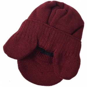 Skullies & Beanies Men's Knit Beanie Visor Skullcap Cadet Newsboy Cap Ski Winter Hat - Earflap-claret - CQ18KRQD94E $10.14