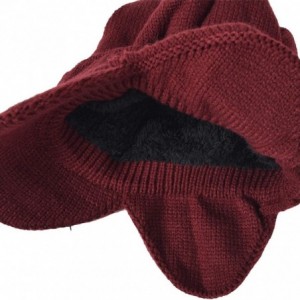 Skullies & Beanies Men's Knit Beanie Visor Skullcap Cadet Newsboy Cap Ski Winter Hat - Earflap-claret - CQ18KRQD94E $10.14