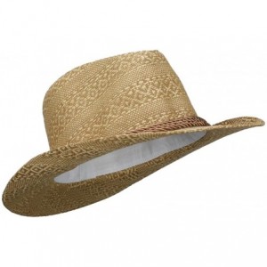 Fedoras Men's Mix Braid Large Brim Fedora - Tan - CM11WTIYC11 $46.47