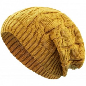 Skullies & Beanies Women Thick Slouchy Knit Winter Hat Oversized Baggy Long Beanie Cap - Yellow - C912MZ7O9IQ $12.64