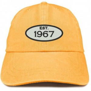 Baseball Caps Established 1967 Embroidered 53rd Birthday Gift Pigment Dyed Washed Cotton Cap - Mango - CF180NDS4G9 $32.47