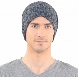 Skullies & Beanies Mens Slouchy Long Beanie Knit Cap for Summer Winter- Oversize - Charcoal Grey - CY11NX57IVP $12.17