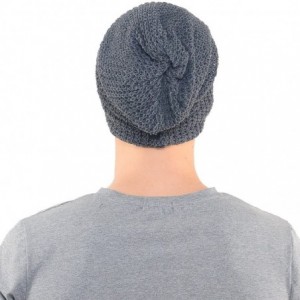 Skullies & Beanies Mens Slouchy Long Beanie Knit Cap for Summer Winter- Oversize - Charcoal Grey - CY11NX57IVP $12.17