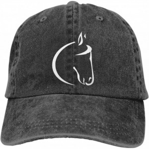 Baseball Caps Womens Denim Hat White Horse Lovers Baseball Caps Adjustable - Black - CF18QZW96CC $12.08