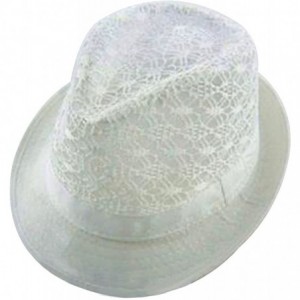 Fedoras Women Summer Beach Colorful Brim Fedora Hat Sun Hats - White - C712G2KS1AN $13.05