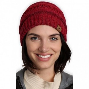 Skullies & Beanies Womens Cable Knit Beanie - Warm & Soft Stretch Winter Hats for Cold Weather - Maroon Melange - CI184AKTTOC...