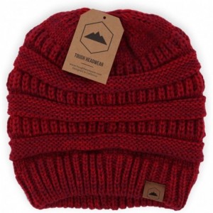 Skullies & Beanies Womens Cable Knit Beanie - Warm & Soft Stretch Winter Hats for Cold Weather - Maroon Melange - CI184AKTTOC...