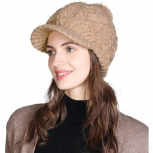 Skullies & Beanies Wool Newsboy Cap Winter Hat Visor Beret Cold Weather Knitted - 00771_beige - CG18AOY84YM $29.98