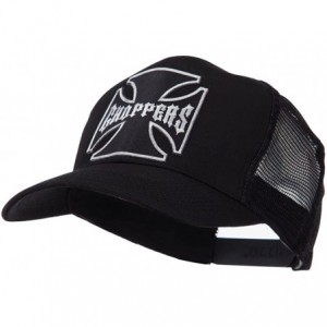 Baseball Caps Skull and Choppers Embroidered Military Patched Mesh Cap - Choppers - CZ11FITPPYB $18.66