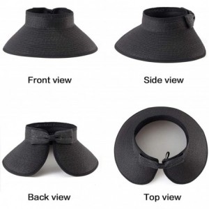Visors Foldable Sun Visors for Women - Beach Hat Wide Brim Sun Hat Roll-Up Straw Hat - CR18T3Q8HEO $29.72