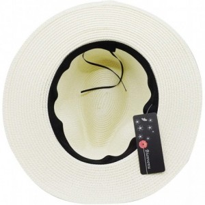 Sun Hats Women and Men Panama Straw Hat Wide Brim Summer Beach Sun Hat - White - CS18S30439Q $10.87