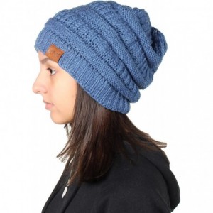 Skullies & Beanies Knit Beanie Trendy Warm Chunky Thick Soft Warm Winter Hat Beanie Skully - Light Denim - CO189LOLGKD $14.06