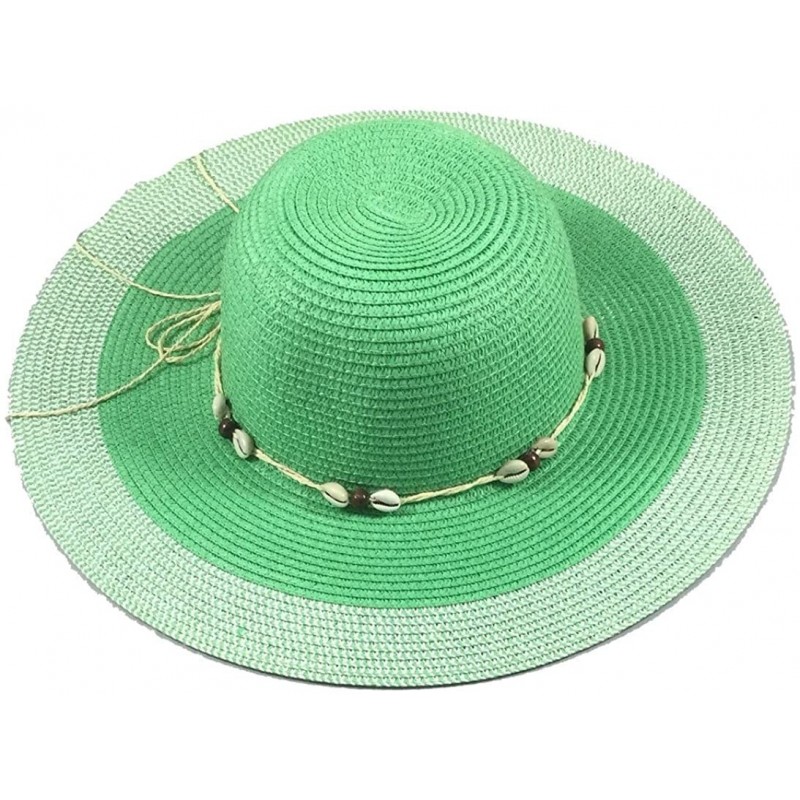 Visors Wide Brim Large Bow Floppy Summer Straw Sun Hat - 7139 Green - C817YC7ZQS3 $12.26