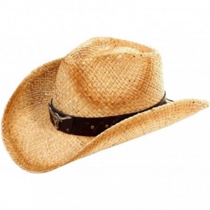 Cowboy Hats Men/Women's Western Straw Cowboy Hat - Bull Emblem - CE184T4XW59 $16.46