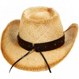 Cowboy Hats Men/Women's Western Straw Cowboy Hat - Bull Emblem - CE184T4XW59 $45.00